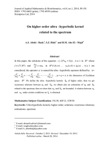 On higher order ultra –hyperbolic kernel related to the spectrum Abstract