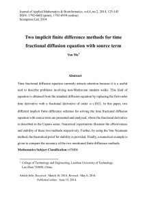 Two implicit finite difference methods for time Abstract