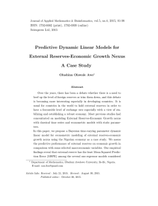 Predictive Dynamic Linear Models for External Reserves-Economic Growth Nexus A Case Study