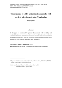 The dynamic of a SIV epidemic disease model with Abstract