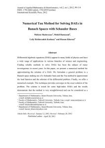Numerical Tau Method for Solving DAEs in Abstract
