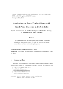 Application on Inner Product Space with Fixed Point Theorem in Probabilistic