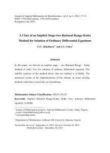 A Class of an Implicit Stage-two Rational Runge-Kutta