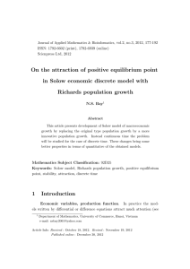 On the attraction of positive equilibrium point Richards population growth