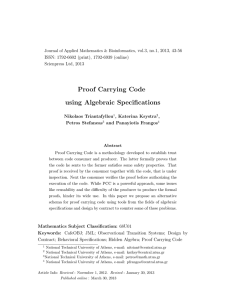 Proof Carrying Code using Algebraic Specifications
