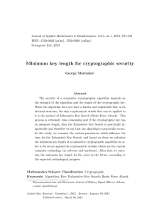 Minimum key length for cryptographic security