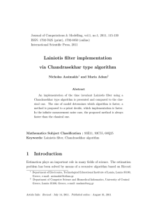 Journal of Computations &amp; Modelling, vol.1, no.1, 2011, 115-130