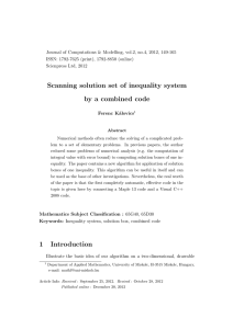 Journal of Computations &amp; Modelling, vol.2, no.4, 2012, 149-165