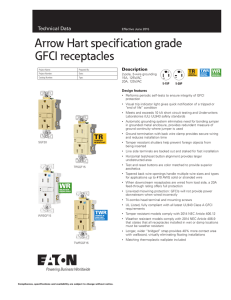 Arrow Hart specification grade GFCI receptacles Technical Data Description
