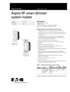 Aspire RF smart dimmer system master Technical Data Description