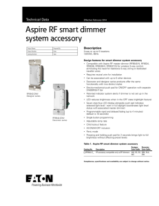 Aspire RF smart dimmer system accessory Technical Data Description