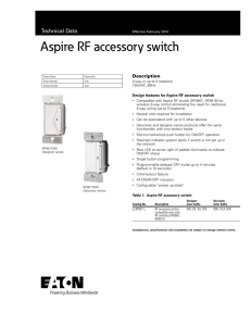 Aspire RF accessory switch Technical Data Description