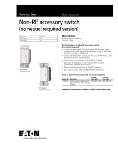Non-RF accessory switch (no neutral required version) Technical Data Description