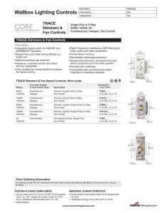 Wallbox Lighting Controls TRACE Dimmers &amp; Fan Controls