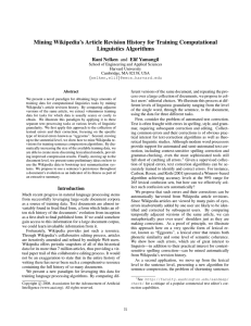 Mining Wikipedia’s Article Revision History for Training Computational Linguistics Algorithms