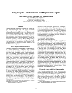 Using Wikipedia Links to Construct Word Segmentation Corpora David Gabay Ziv Ben-Eliahu