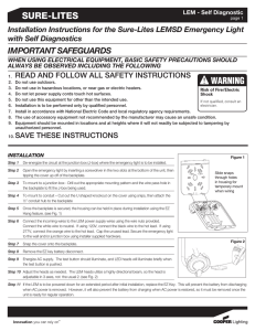 SURE-LITES IMPORTANT SAFEGUARDS Installation Instructions for the Sure-Lites LEMSD Emergency Light