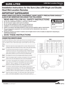 SURE-LITES IMPORTANT SAFEGUARDS Installation Instructions for the Sure-Lites LEM Single and Double