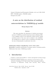 Journal of Statistical and Econometric Methods, vol.4, no.3, 2015, 93-99