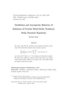 Oscillation and Asymptotic Behavior of Solutions of Certain Third-Order Nonlinear