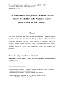 The Effect of Heat Absorption on a Variable Viscosity Abstract