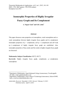 Isomorphic Properties of Highly Irregular Fuzzy Graph and Its Complement Abstract