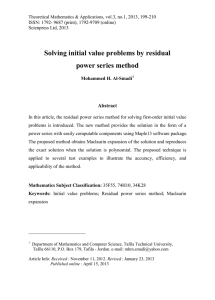 Solving initial value problems by residual power series method Abstract
