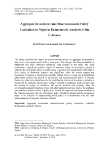 Journal of Statistical and Econometric Methods, vol. 2, no.3, 2013,... ISSN: 2051-5057 (print version), 2051-5065(online)