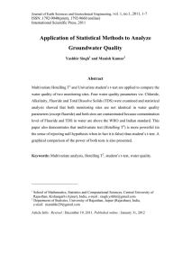 Application of Statistical Methods to Analyze Groundwater Quality Abstract