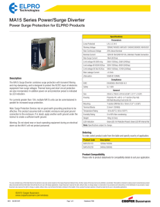 MA15 Series Power/Surge Diverter Power Surge Protection for ELPRO Products