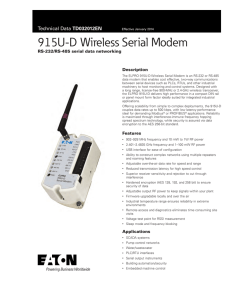 915U-D Wireless Serial Modem TD032012EN RS-232/RS-485 serial data networking Description