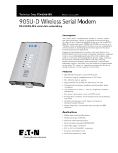 905U-D Wireless Serial Modem TD032061EN RS‑232/RS‑485 serial data networking Description