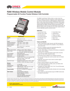 R260 Wireless Mobile Control Module Programmable 20 Function Trusted Wireless CAN Controller