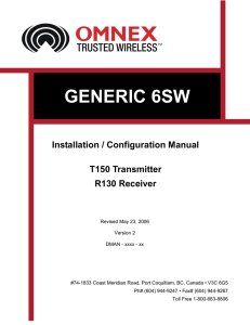 GENERIC 6SW Installation / Configuration Manual T150 Transmitter R130 Receiver