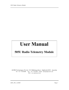 User Manual 505U Radio Telemetry Module