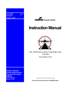Instruction Manual  TOL, ANSI Hardware, Below Grade Shallow Base, Color Blue