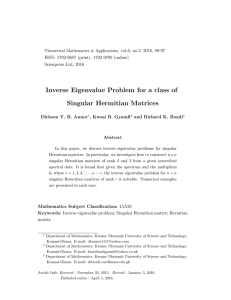 Inverse Eigenvalue Problem for a class of Singular Hermitian Matrices