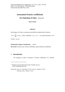  Assessment Fourier coefficients of a function of class