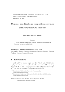 Compact and Fredholm composition operators defined by modulus functions