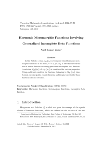 Harmonic Meromorphic Functions Involving Generalized Incomplete Beta Functions