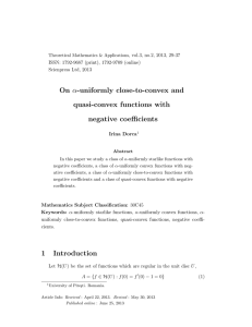 α quasi-convex functions with negative coefficients , vol.3, no.2, 2013, 29-37