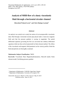 Analysis of MHD flow of a dusty viscoelastic Abstract