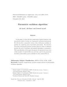 Parametric euclidean algorithm