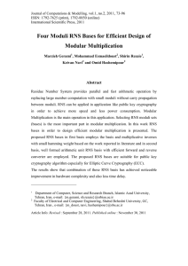 Four Moduli RNS Bases for Efficient Design of Modular Multiplication Abstract