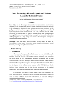 Laser Technology. General Aspects and Suitable Lasers for Ballistic Defense Abstract.