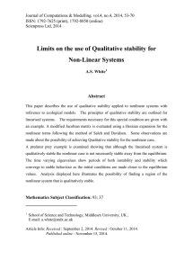 Limits on the use of Qualitative stability for Non-Linear Systems Abstract