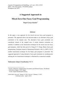 A Suggested Approach in Mixed Zero-One Fuzzy Goal Programming Abstract