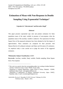 Estimation of Mean with Non-Response in Double Sampling Using Exponential Technique* Abstract