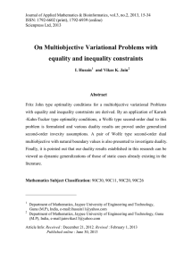 On Multiobjective Variational Problems with equality and inequality constraints Abstract