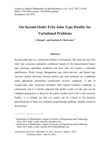 On Second-Order Fritz John Type Duality for Variational Problems Abstract